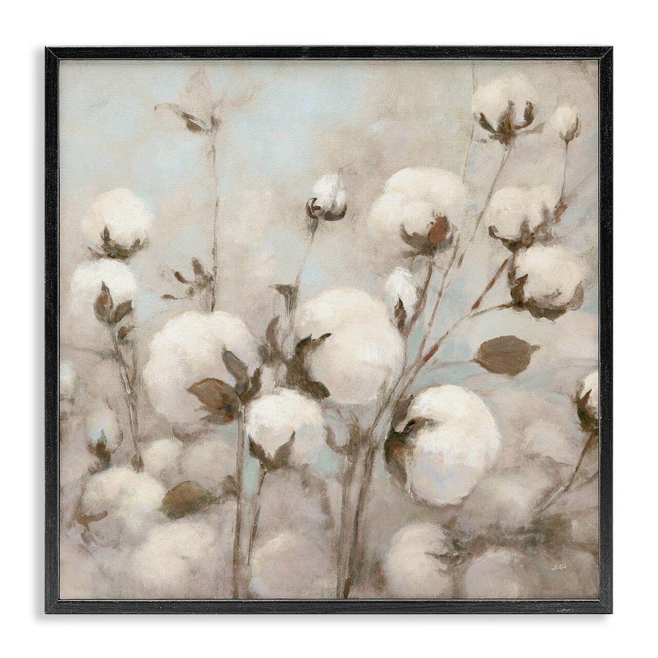 Stupell Industries Neutral Cotton Flower Painting Framed Giclee Art